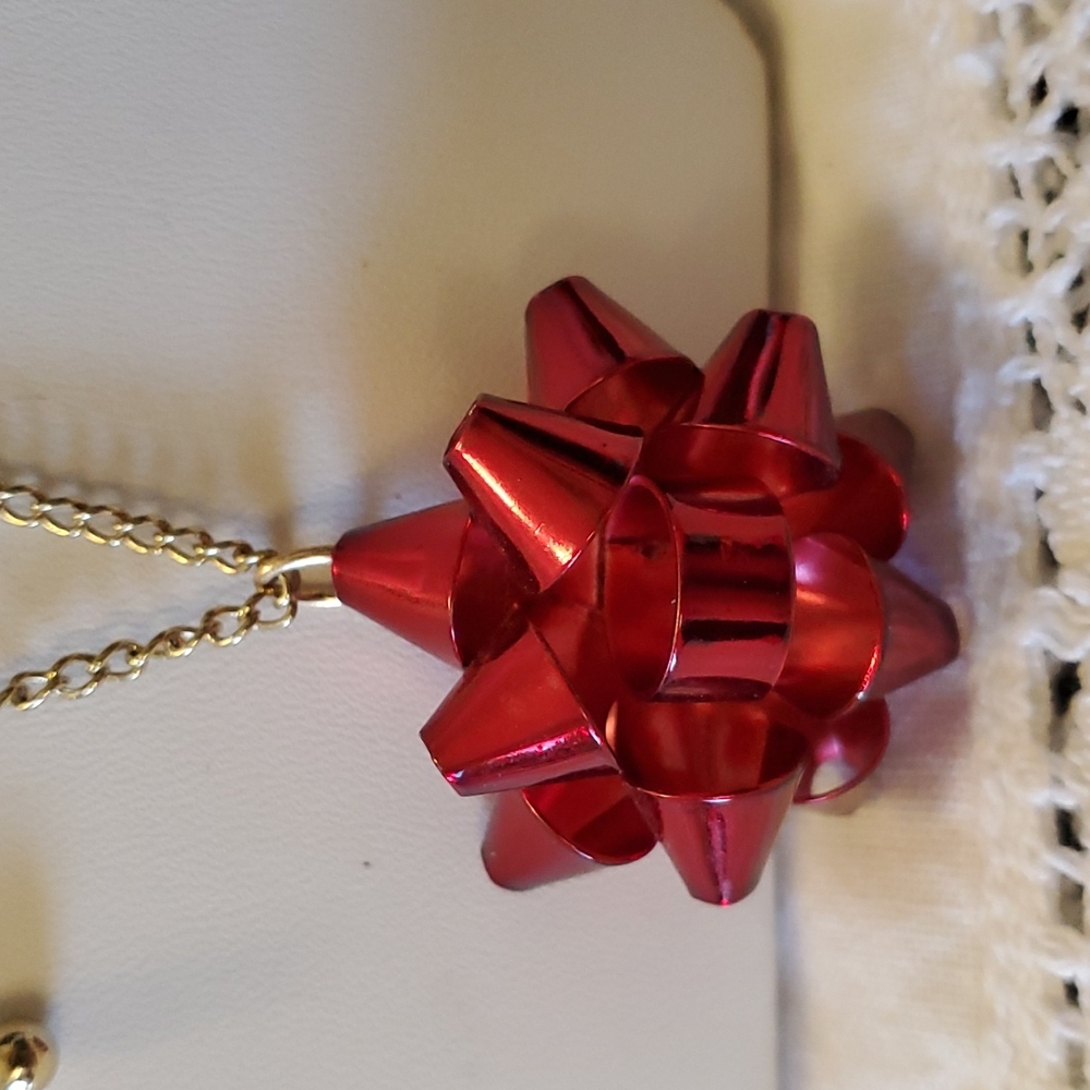 Charming Charlie Red Bow Necklace